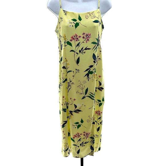 Banana Republic Yellow Floral Long Lined Zip Y2K Style Slip Dress Sz 4 - Picture 1 of 7